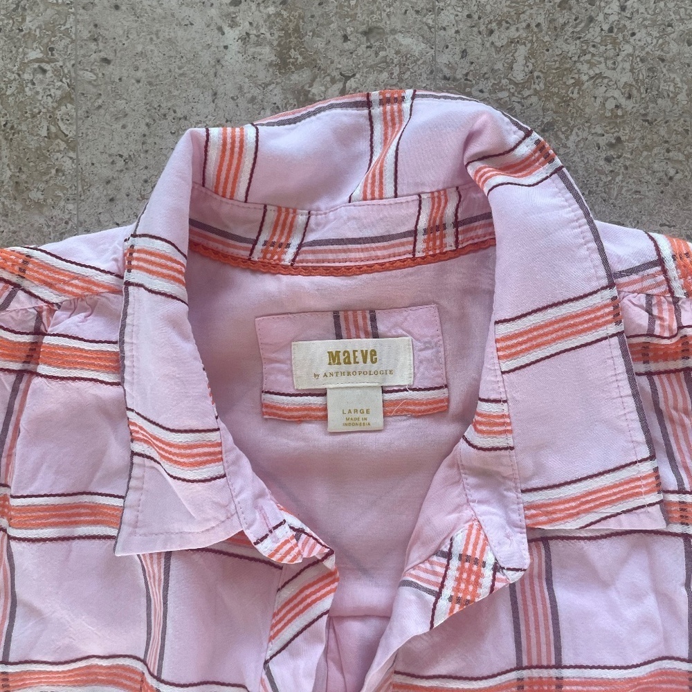 Maeve by Anthropologie Flounced Mini Dress Pink Plaid - SZ L - Picture 5 of 10